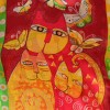 Echarpe soie naif papillons vs rouge