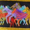 Echarpe soie naif chevaux vs noir