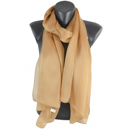 Echarpe en mousseline unie beige foncé