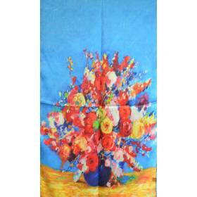 Echarpe en soie tableau bouquet