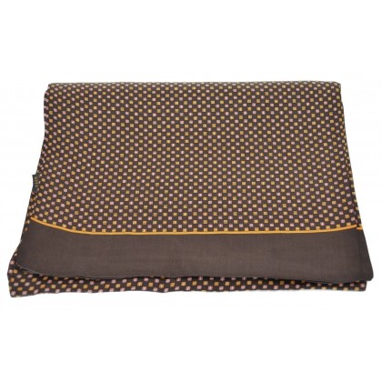 Foulard soie homme petits carrés marron