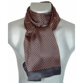Foulard soie homme pois noir-rose