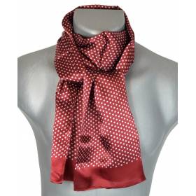 Foulard soie homme pois bordeaux-gris