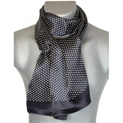 Foulard soie homme pois noir-blanc