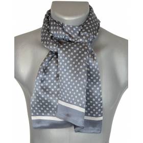 Foulard soie homme cubes gris