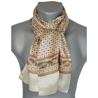 Foulard soie homme crême frise