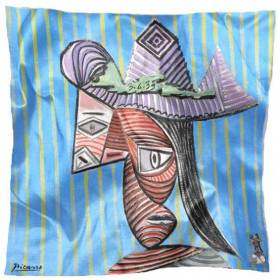 Carré de soie Picasso, Buste de femme au chapeau rayé