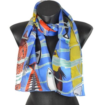 Echarpe en soie Leleu - Poissons