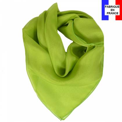 Carré en soie 70cm vert olive made in France