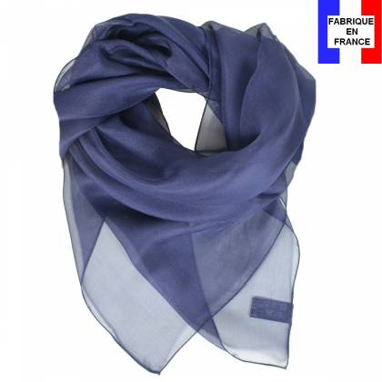 Carré en soie 70cm bleu marine made in France