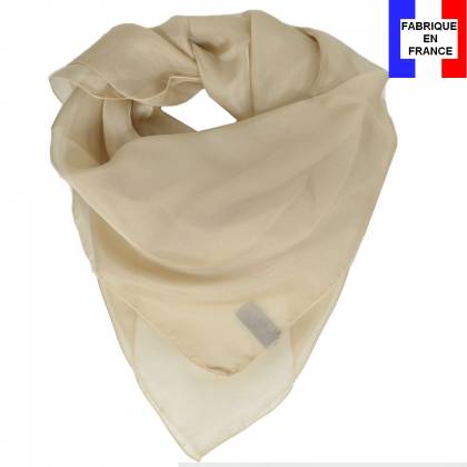 Carré en soie 70cm beige made in France