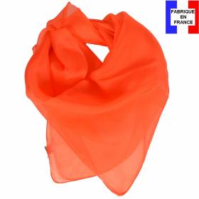 Carré en soie 70cm orange made in France