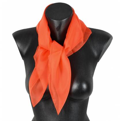 Carré en soie 70cm orange made in France