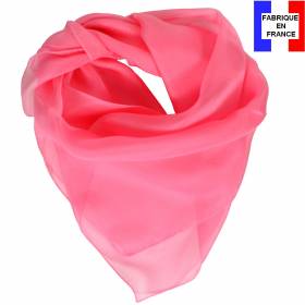 Carré en soie 70cm rose bonbon made in France