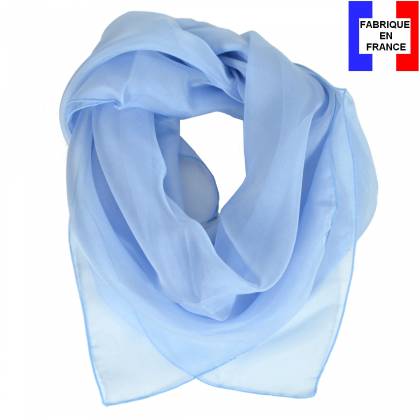 Carré en soie 70cm bleu ciel made in France