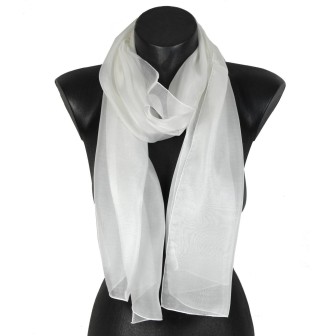Echarpe en soie blanche unie made in France