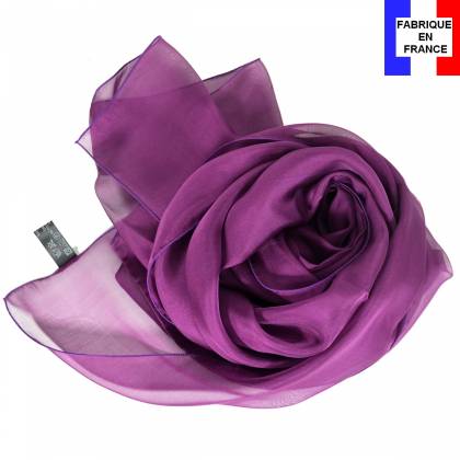 Echarpe en soie prune unie made in France