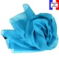 Foulard en soie bleu lagon uni made in France