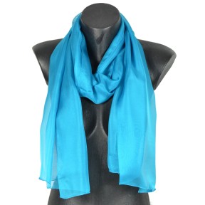 Foulard en soie bleu lagon uni made in France