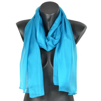 Echarpe en soie bleu unie made in France