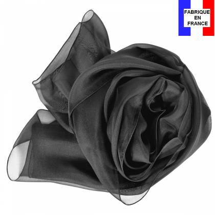 Echarpe en soie noire unie made in France