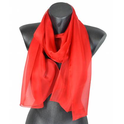 Echarpe en soie rouge unie made in France