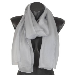 Foulard en soie gris uni made in France