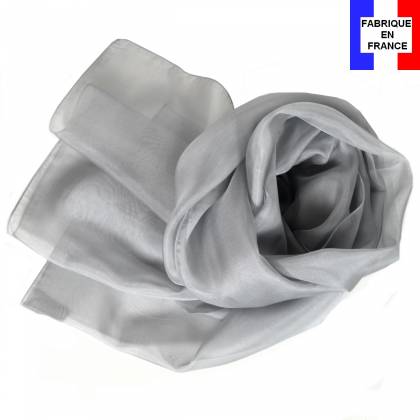 Echarpe en soie grise unie made in France