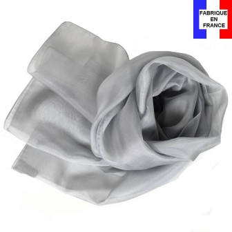 Echarpe en soie grise unie made in France