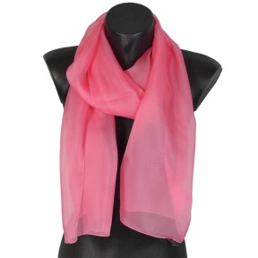 Foulard en soie rose bonbon uni made in France