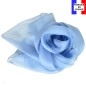 Foulard en soie bleu ciel uni made in France