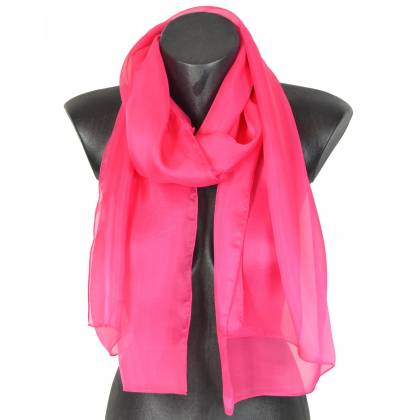 Echarpe en soie rose fuchsia unie made in France