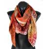 Carré 110 crêpe de Chine fleurs marron-rose