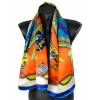 Carré soie 110cm dragon bleu-orange