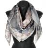 Carré soie 110cm gris à fleurs
