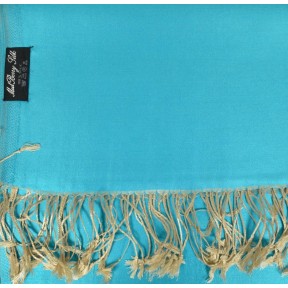 Etole en soie indienne bleu clair - beige