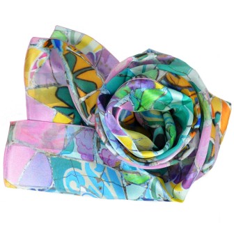 Echarpe en soie Gaudi – Fleurs Mauresques