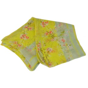 Foulard en soie Bouquet de printemps jaune made in France