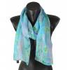 Echarpe en soie Bouquet de printemps bleue made in France