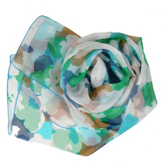 Echarpe en soie Puzzle verte made in France