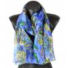 Echarpe en soie Pivoines bleues made in France