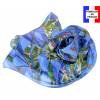Echarpe en soie Pivoines bleues made in France