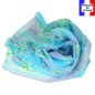Foulard en soie Bouquet de printemps bleu made in France Foulard en soie Bouquet de printemps bleu made in France