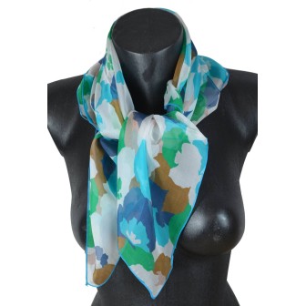 Carré de soie Puzzle vert made in France