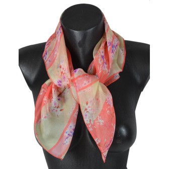 Carré de soie liberty corail made in France