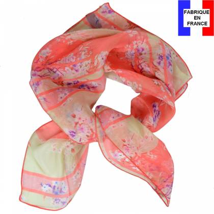 Carré de soie liberty corail made in France