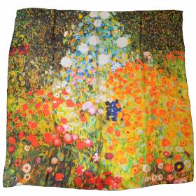 Carré de soie Klimt, Jardin fleuri