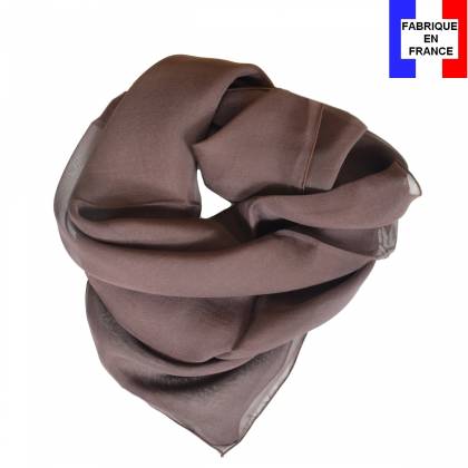 Carré en soie 70cm marron made in France