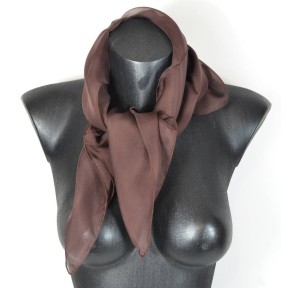 Carré en soie 65cm marron made in France