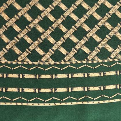 Foulard homme en soie vert et beige croisillons